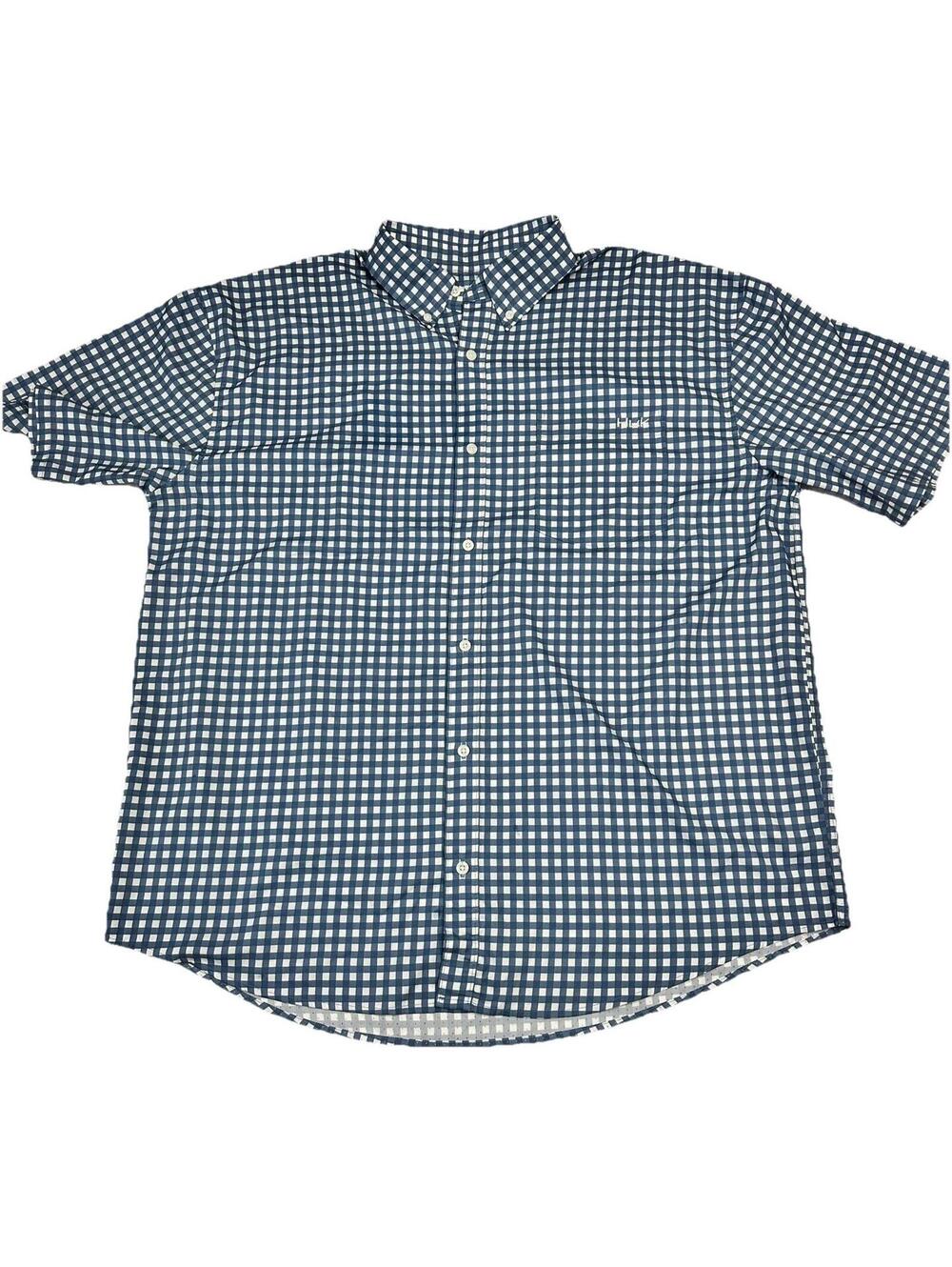 HUK Performance Fishing Shirt Men's XXL Blue & White Graph Check Pattern DadCore